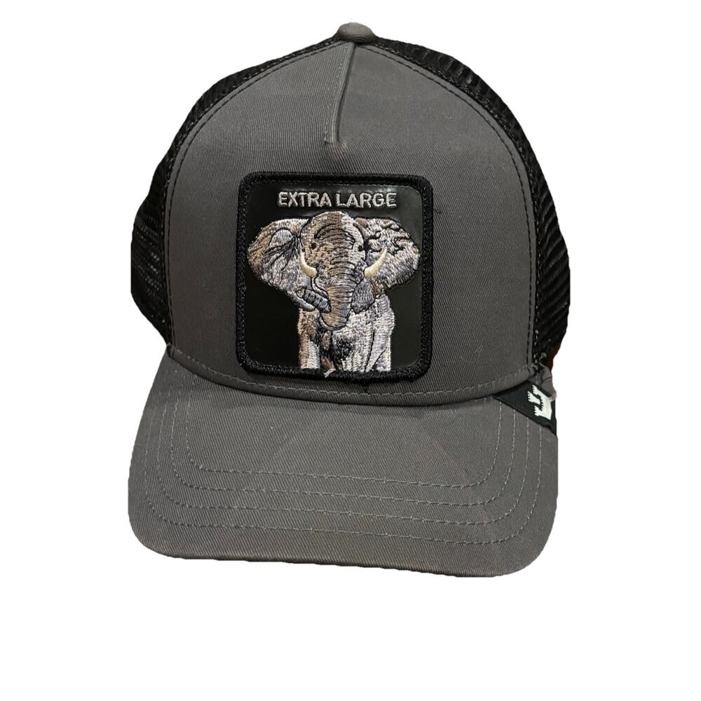 Goorin Bros EXTRA LARGE Elephant Trucker Hat Snap Back Adjustable Gray & Black